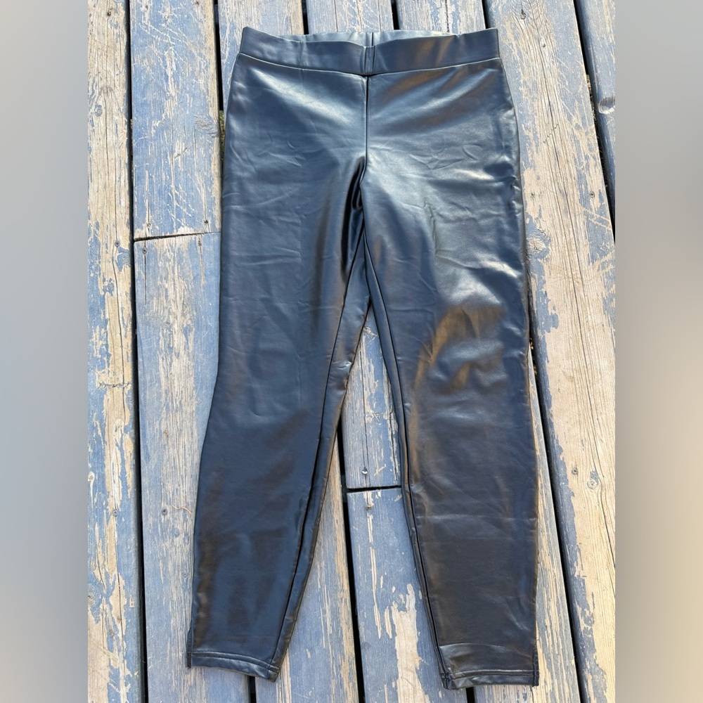 HUE Shiny Black Leggings